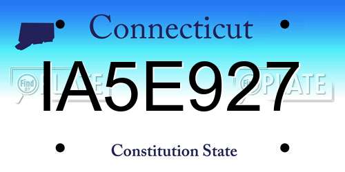IA5E927 Connecticut License Plate