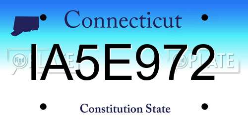 IA5E972 Connecticut License Plate