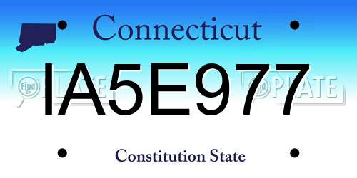 IA5E977 Connecticut License Plate