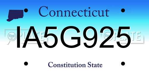 IA5G925 Connecticut License Plate