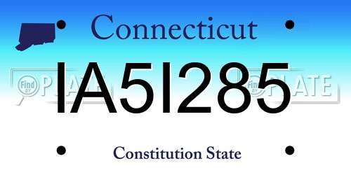 IA5I285 Connecticut License Plate