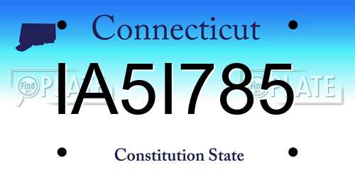 IA5I785 Connecticut License Plate