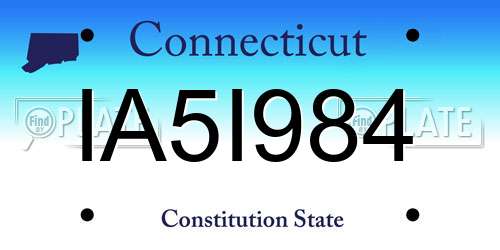 IA5I984 Connecticut License Plate