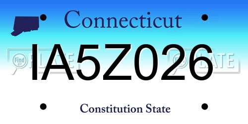 IA5Z026 Connecticut License Plate