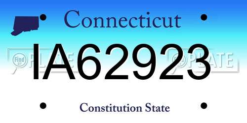 IA62923 Connecticut License Plate