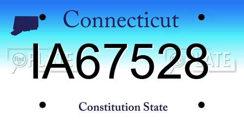 IA67528 Connecticut License Plate