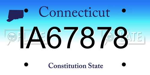 IA67878 Connecticut License Plate