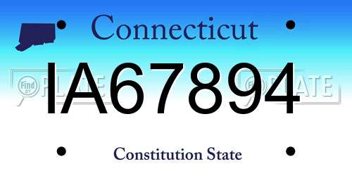 IA67894 Connecticut License Plate