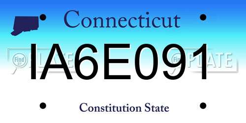 IA6E091 Connecticut License Plate