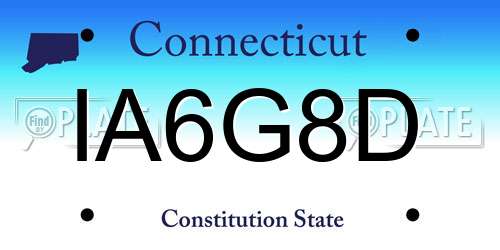 IA6G8D Connecticut License Plate