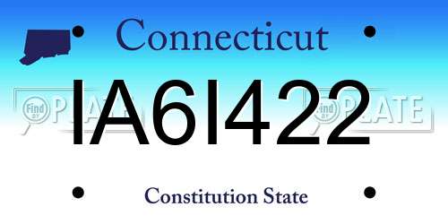 IA6I422 Connecticut License Plate