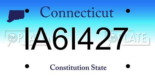 IA6I427 Connecticut License Plate