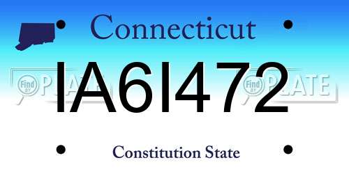 IA6I472 Connecticut License Plate