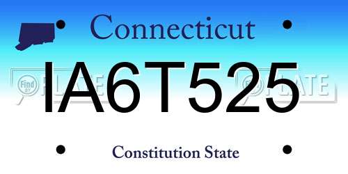 IA6T525 Connecticut License Plate