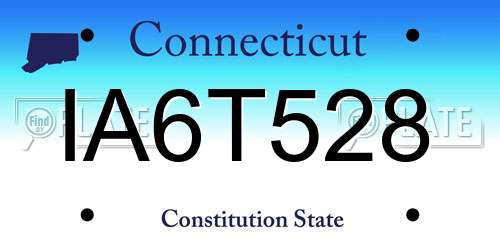 IA6T528 Connecticut License Plate