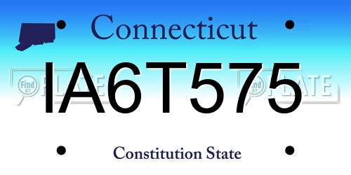 IA6T575 Connecticut License Plate