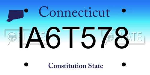 IA6T578 Connecticut License Plate