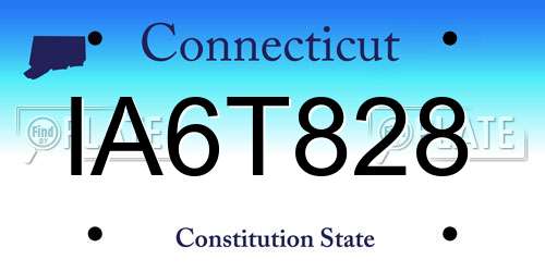 IA6T828 Connecticut License Plate