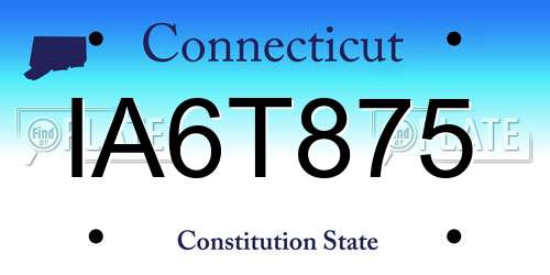 IA6T875 Connecticut License Plate