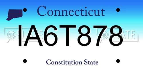 IA6T878 Connecticut License Plate
