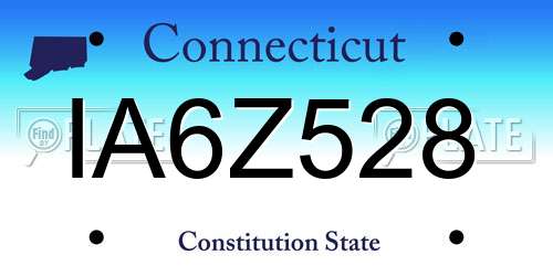 IA6Z528 Connecticut License Plate