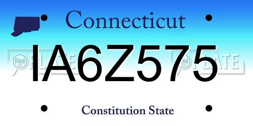 IA6Z575 Connecticut License Plate