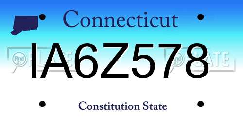 IA6Z578 Connecticut License Plate