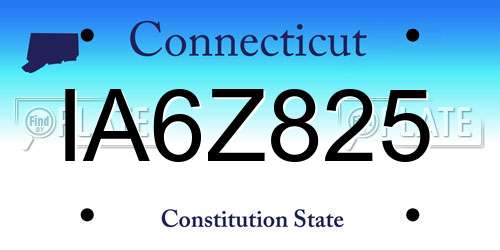 IA6Z825 Connecticut License Plate