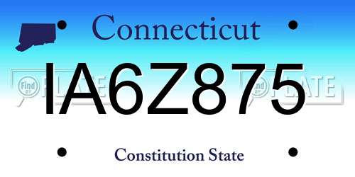 IA6Z875 Connecticut License Plate