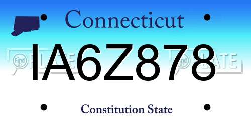 IA6Z878 Connecticut License Plate
