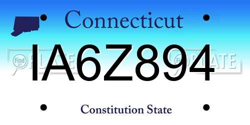 IA6Z894 Connecticut License Plate