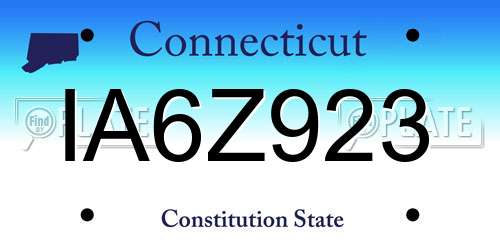 IA6Z923 Connecticut License Plate