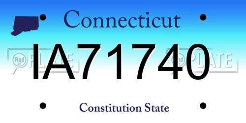 IA71740 Connecticut License Plate