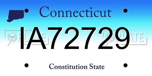 IA72729 Connecticut License Plate