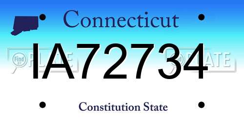 IA72734 Connecticut License Plate