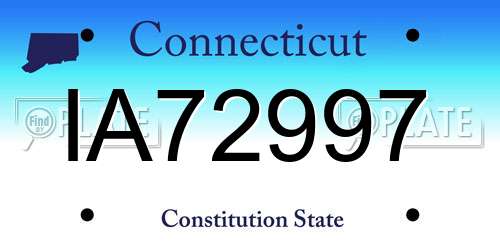 IA72997 Connecticut License Plate
