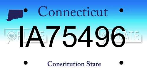 IA75496 Connecticut License Plate