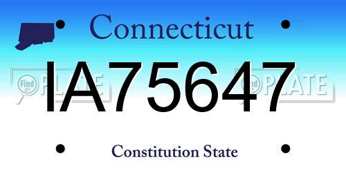 IA75647 Connecticut License Plate