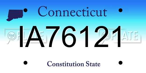 IA76121 Connecticut License Plate