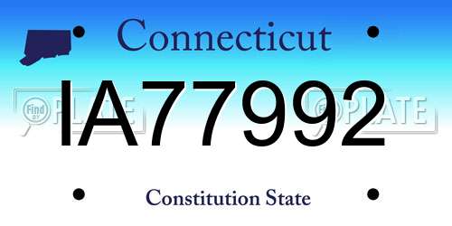 IA77992 Connecticut License Plate