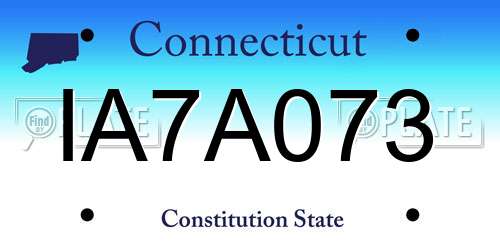 IA7A073 Connecticut License Plate