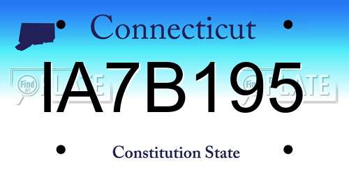 IA7B195 Connecticut License Plate