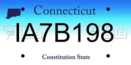 IA7B198 Connecticut License Plate