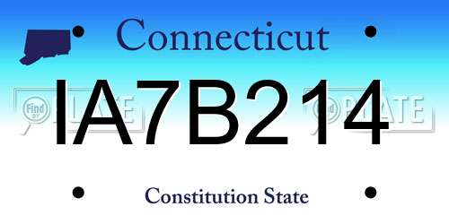 IA7B214 Connecticut License Plate
