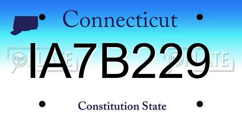IA7B229 Connecticut License Plate