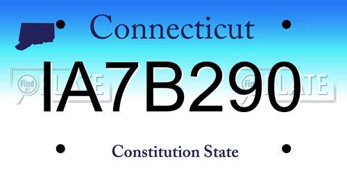 IA7B290 Connecticut License Plate