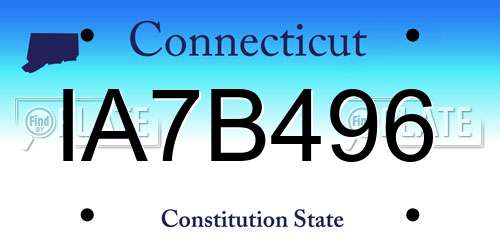 IA7B496 Connecticut License Plate