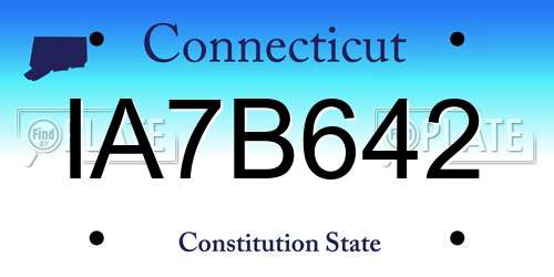 IA7B642 Connecticut License Plate