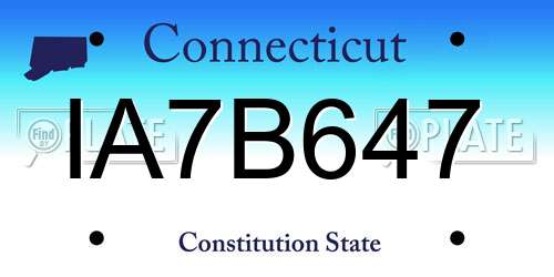IA7B647 Connecticut License Plate