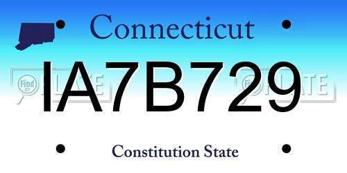 IA7B729 Connecticut License Plate